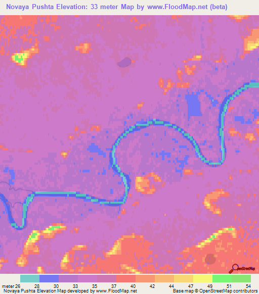 Novaya Pushta,Russia Elevation Map