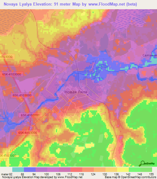 Novaya Lyalya,Russia Elevation Map