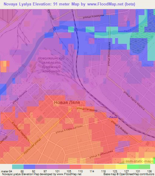 Novaya Lyalya,Russia Elevation Map