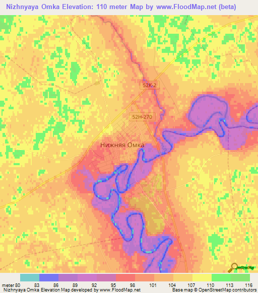 Nizhnyaya Omka,Russia Elevation Map