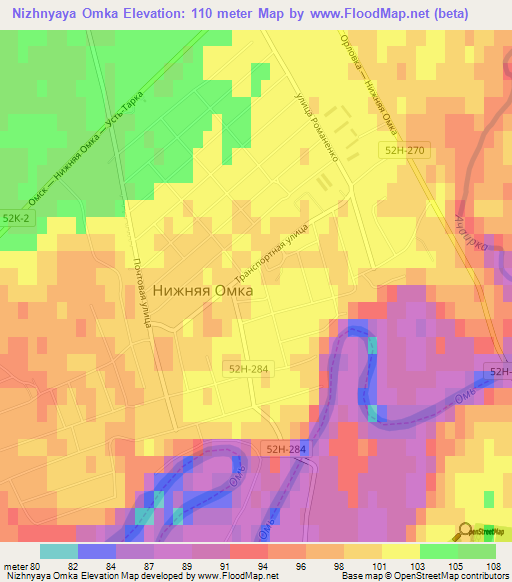 Nizhnyaya Omka,Russia Elevation Map