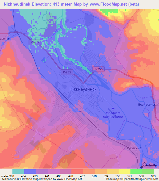 Nizhneudinsk,Russia Elevation Map