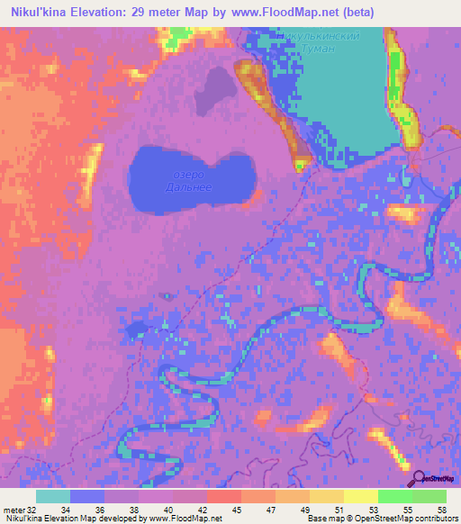 Nikul'kina,Russia Elevation Map