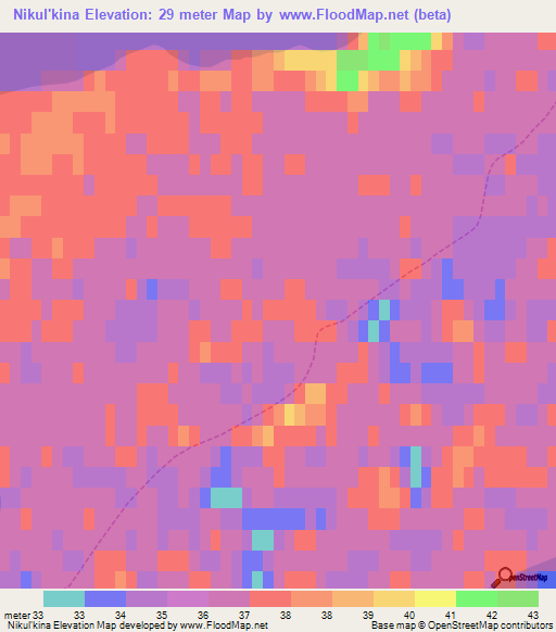 Nikul'kina,Russia Elevation Map