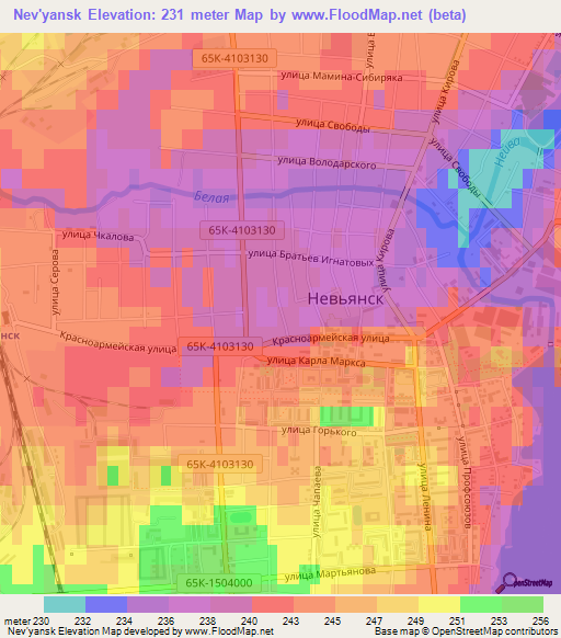 Nev'yansk,Russia Elevation Map