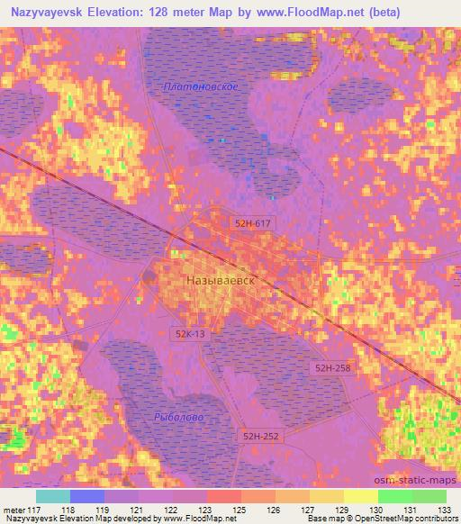 Nazyvayevsk,Russia Elevation Map