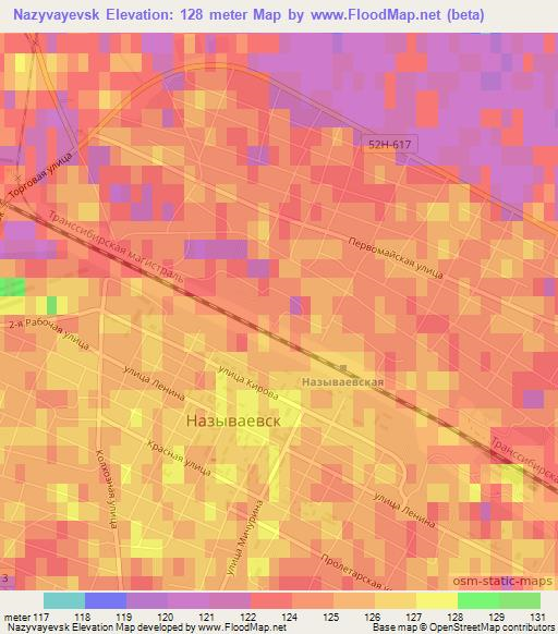 Nazyvayevsk,Russia Elevation Map