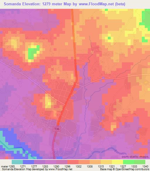 Somanda,Tanzania Elevation Map