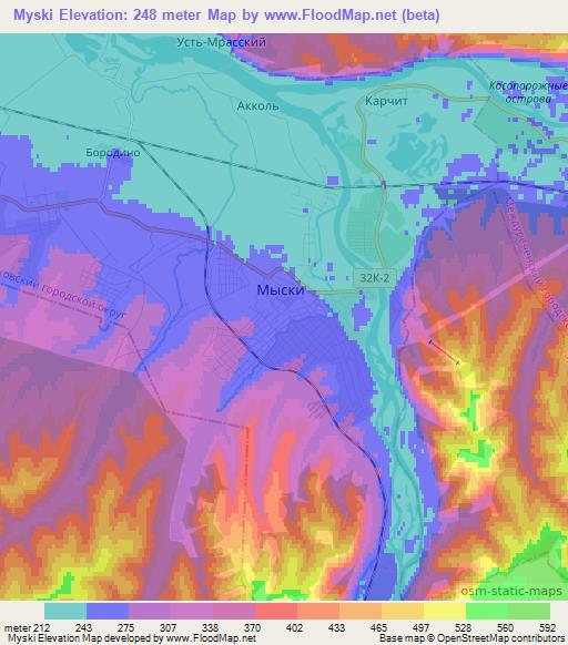 Myski,Russia Elevation Map