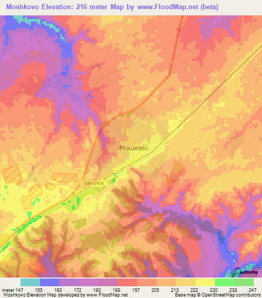 Moshkovo,Russia Elevation Map