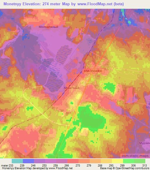 Monetnyy,Russia Elevation Map