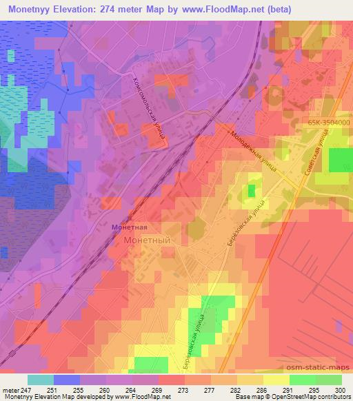 Monetnyy,Russia Elevation Map