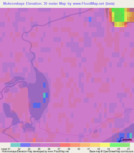 Mokrovskaya,Russia Elevation Map