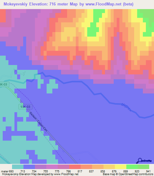 Mokeyevskiy,Russia Elevation Map