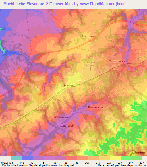 Mochishche,Russia Elevation Map