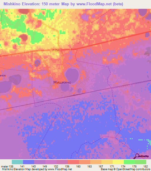 Mishkino,Russia Elevation Map