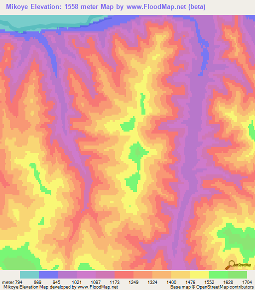 Mikoye,Russia Elevation Map