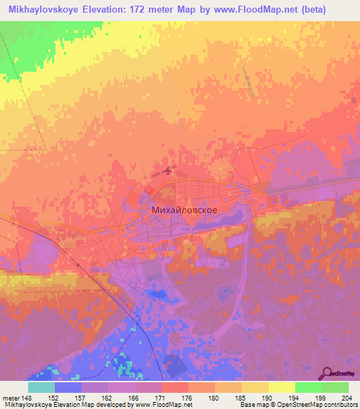 Mikhaylovskoye,Russia Elevation Map