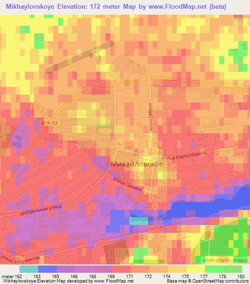Mikhaylovskoye,Russia Elevation Map