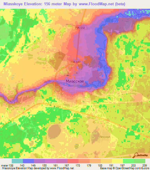 Miasskoye,Russia Elevation Map