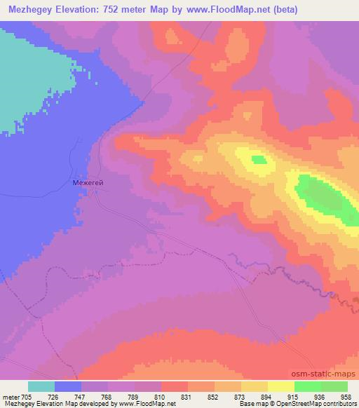 Mezhegey,Russia Elevation Map