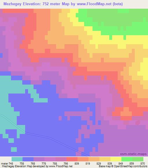 Mezhegey,Russia Elevation Map