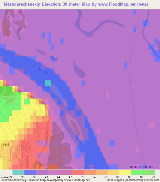 Mezhdurechenskiy,Russia Elevation Map