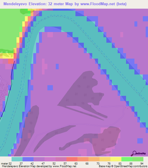 Mendeleyevo,Russia Elevation Map