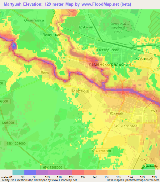 Martyush,Russia Elevation Map