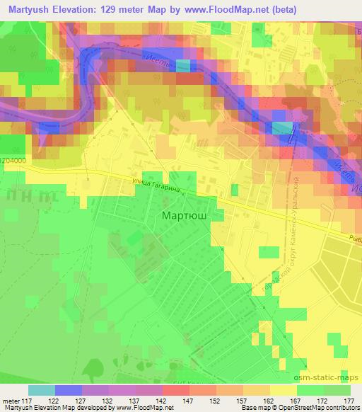 Martyush,Russia Elevation Map