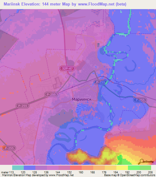 Mariinsk,Russia Elevation Map