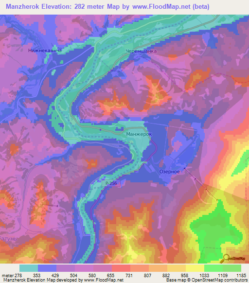 Manzherok,Russia Elevation Map