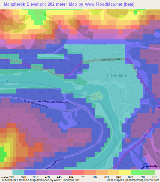 Manzherok,Russia Elevation Map