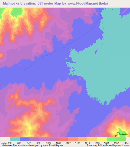 Malinovka,Russia Elevation Map