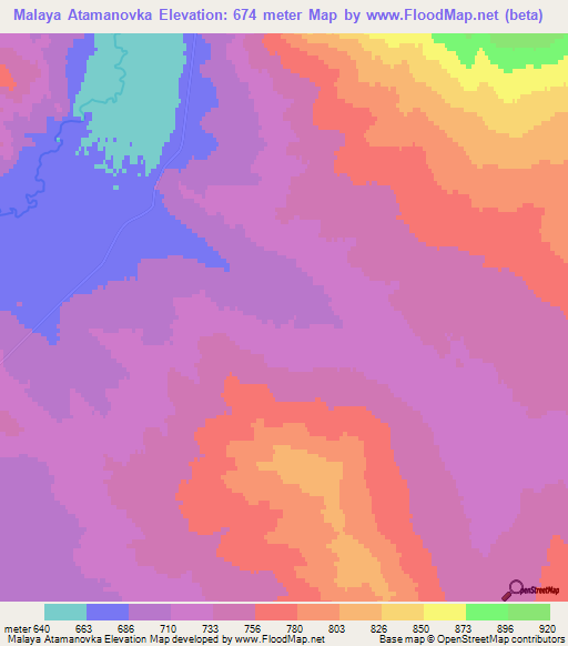 Malaya Atamanovka,Russia Elevation Map