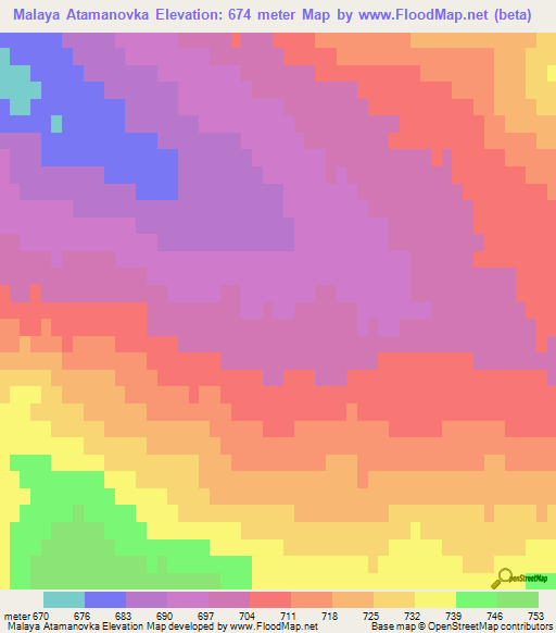 Malaya Atamanovka,Russia Elevation Map