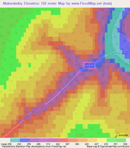 Makarakskiy,Russia Elevation Map