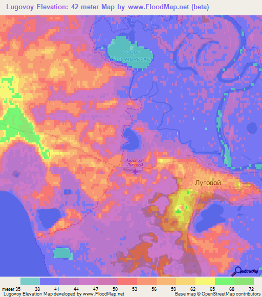 Lugovoy,Russia Elevation Map