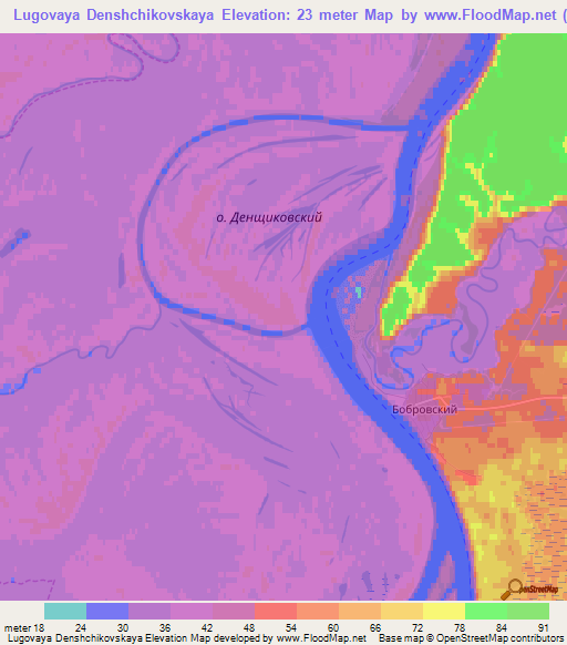 Lugovaya Denshchikovskaya,Russia Elevation Map