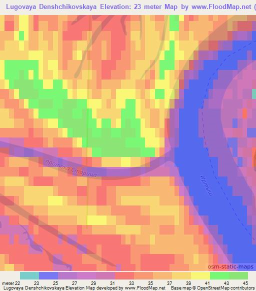 Lugovaya Denshchikovskaya,Russia Elevation Map