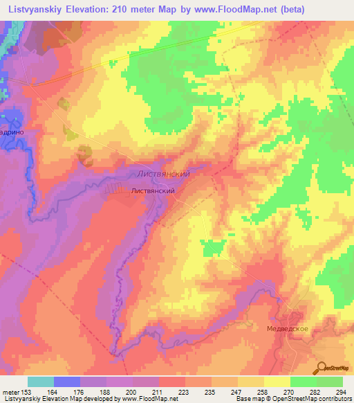 Listvyanskiy,Russia Elevation Map