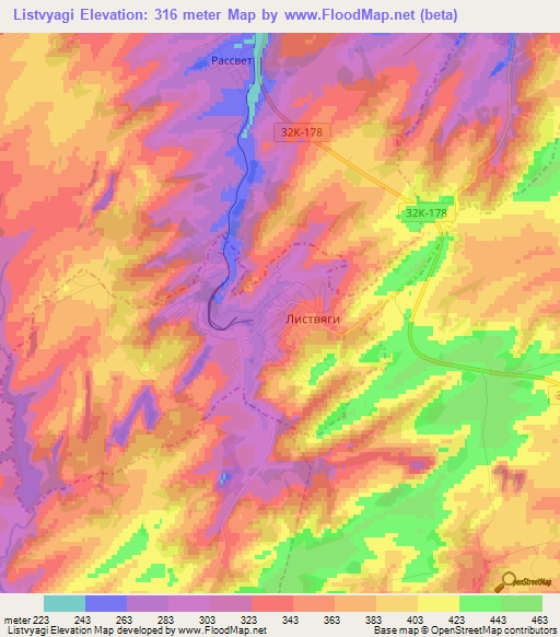 Listvyagi,Russia Elevation Map