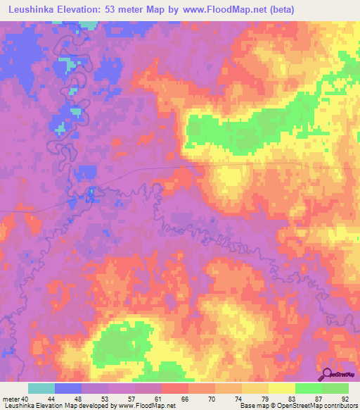 Leushinka,Russia Elevation Map