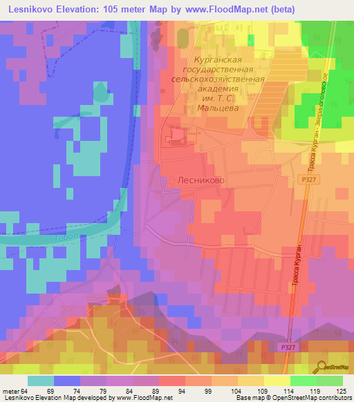 Lesnikovo,Russia Elevation Map