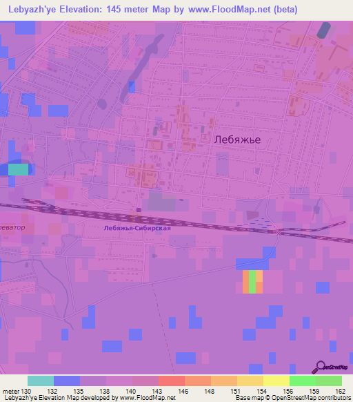 Lebyazh'ye,Russia Elevation Map