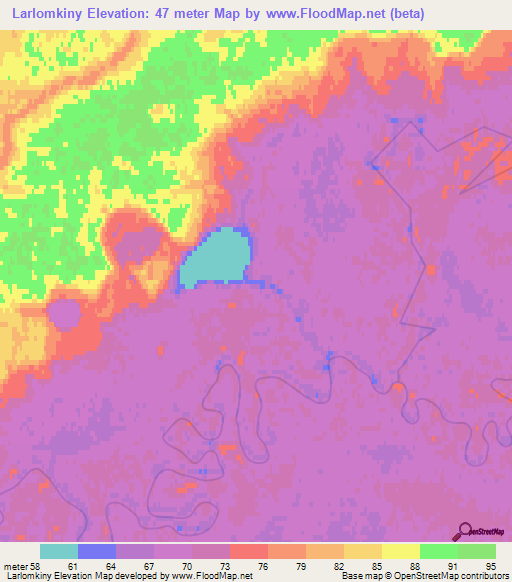 Larlomkiny,Russia Elevation Map