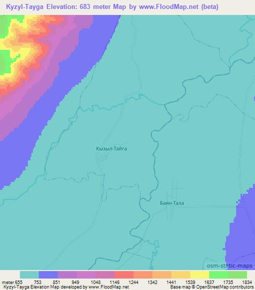 Kyzyl-Tayga,Russia Elevation Map