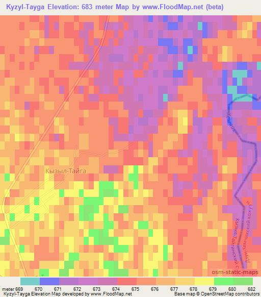 Kyzyl-Tayga,Russia Elevation Map