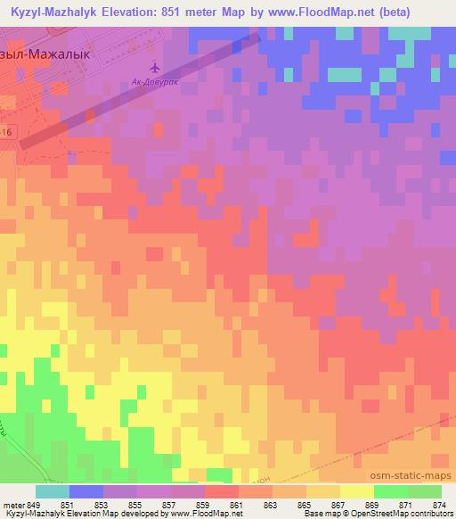 Kyzyl-Mazhalyk,Russia Elevation Map