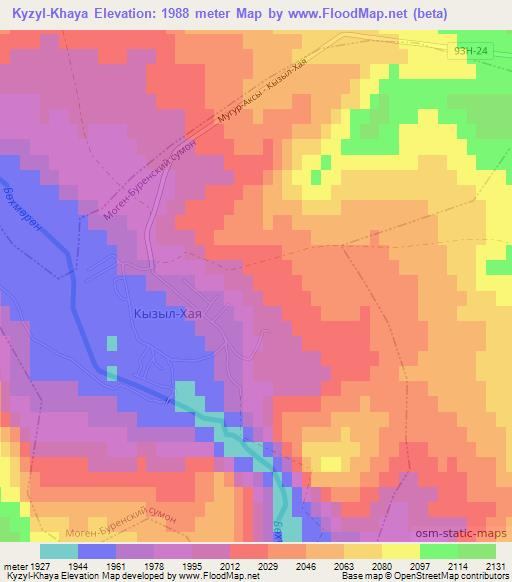 Kyzyl-Khaya,Russia Elevation Map